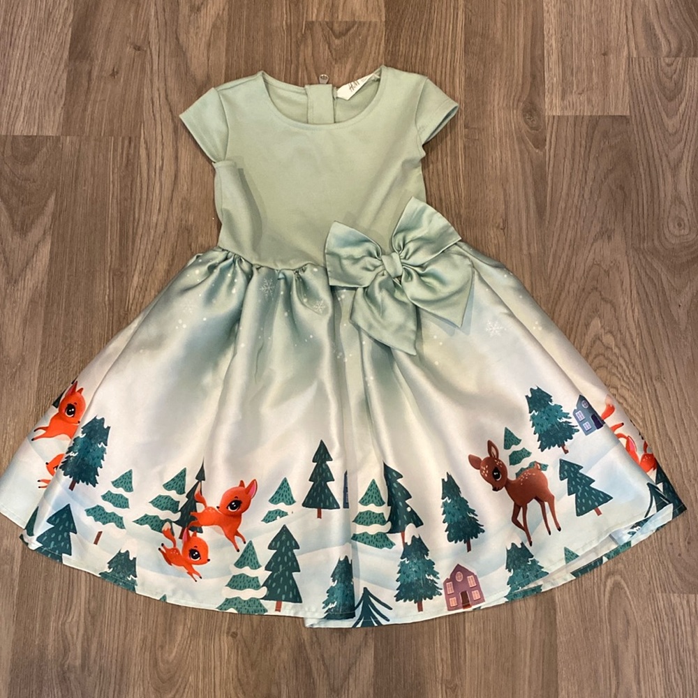 H&M christmas Holiday Winter Deer dress sz 4-6